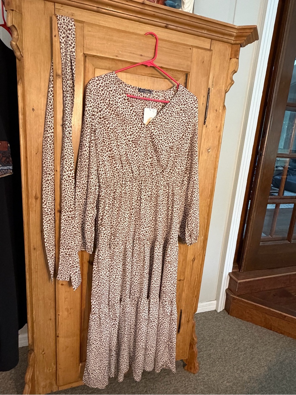Pretty Garden Leopard-Print Tiered Maxi Dress Sz L NWT Feminine & Flattering